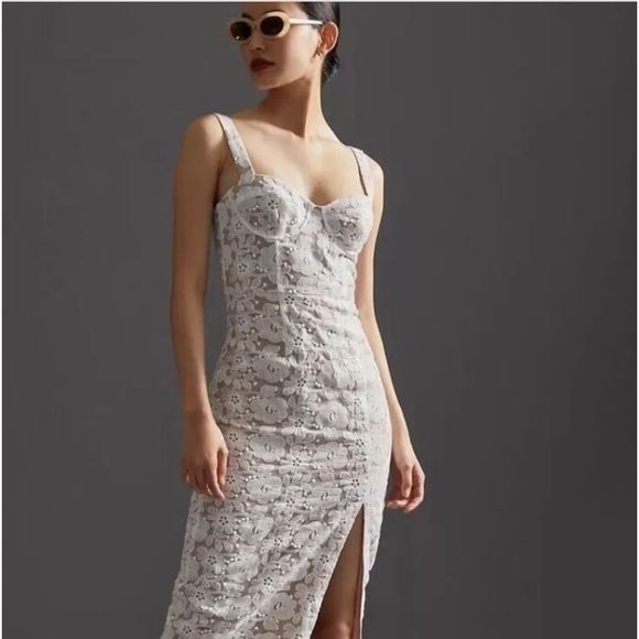 Anthropologie Dresses & Skirts - Anthropologie Hutch Slim Lace Corset Midi Maxi Dress Ivory Nude Lined